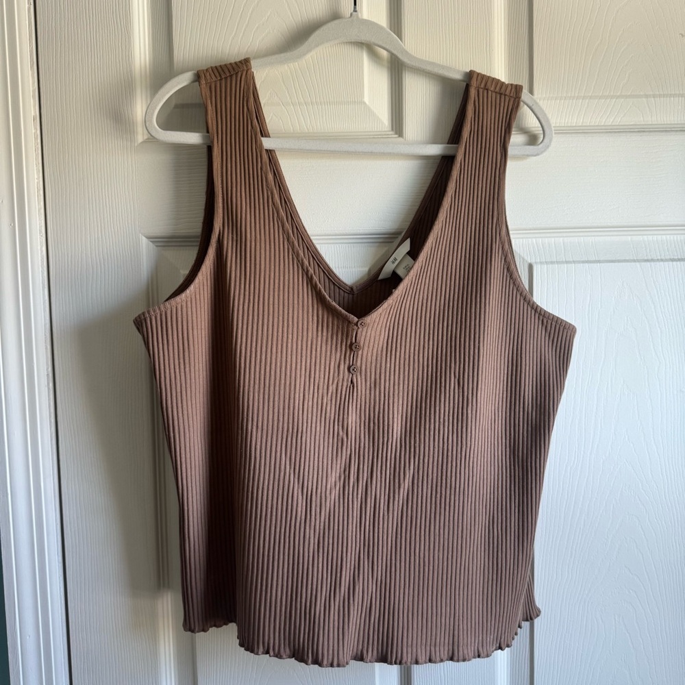 H&M Chocolate Ribbed Tank Top